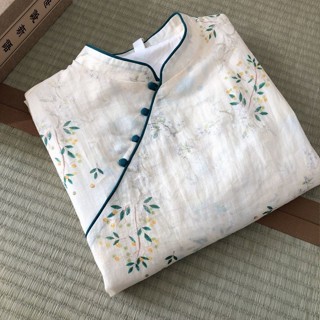 【免運】古早服飾中式復古國風棉麻印花改良旗袍寬鬆遮肉中長款內襯氣質夏季洋裝