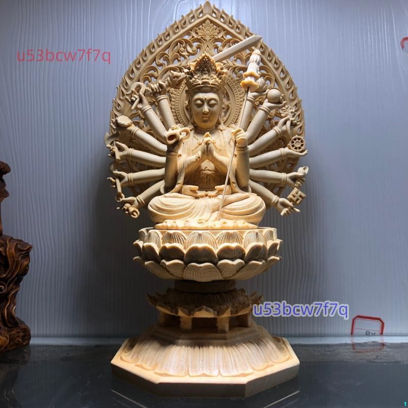 珍品 木彫仏像 准提菩薩座像 准提仏母 彫刻 一刀彫 天然木檜