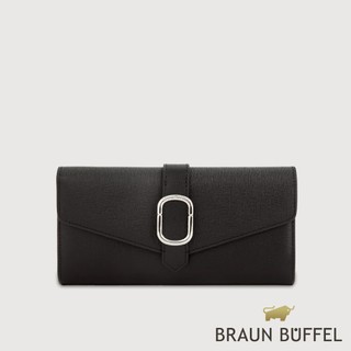 【BRAUN BUFFEL】瑟魯爾-A 12卡兩折V型長夾-黑色(德國小金牛台灣總代理)/BF845-621-BK