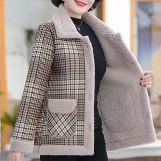 🌸臺灣限價免運🌸鹿 特大碼胖mm600斤媽媽秋冬季加絨加厚保暖中老年洋氣仿羊羔毛上衣