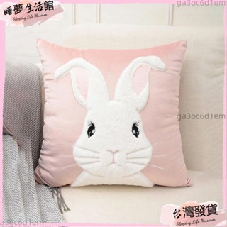 臺灣發出·上班族 靠墊抱枕 卡通兔子刺繡抱枕 辦公室沙發客廳臥室抱枕 靠墊 鵝絨抱枕 套