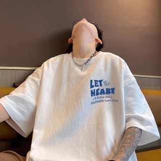 【臺灣出貨】M-8XL男上衣T恤 五分袖 短袖男 韓版字母印花t恤 夏天衣服 大尺碼 情侶上衣 男生短袖寬鬆T恤