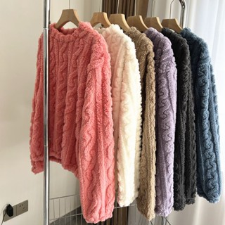 🌸臺灣特價🌸悠米 珊瑚絨睡衣女秋冬季2024年新款加絨加厚超厚絨冬天家居服提花上衣