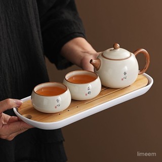 🌜關註領50代金券🌛汝窯功夫茶具 一壺二杯 家用單人泡茶 2025新款茶具 茶壺茶杯禮盒 汝窯茶壺 可養可開片 陶瓷茶壺