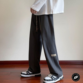 運動休閒褲子男士春秋季高街美式直筒寬鬆垂感闊腿長褲潮休閒褲男美式籃球褲運動長褲男大碼長褲男寬鬆長褲男