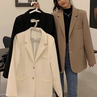 Annie💖🎉韓國新品✨秋冬必備🌈3色可選👍🏿新款高階感炸街西裝外套/小西服/長袖外套/簡約寬鬆西服外套/