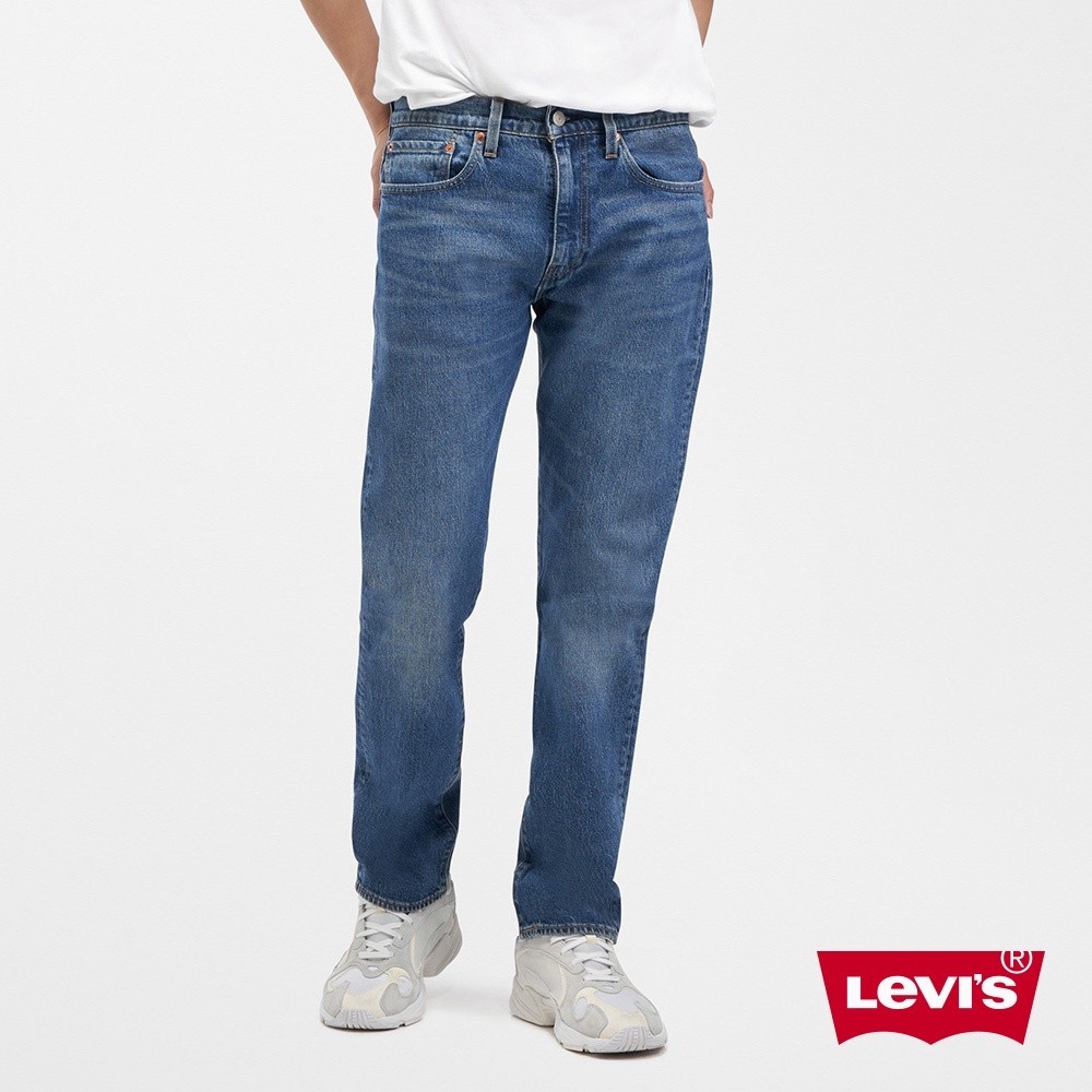Levis 502上寬下窄舒適窄管牛仔褲 / 精工中藍染刷白 / 彈性布料 男款 29507-0921 熱賣單品