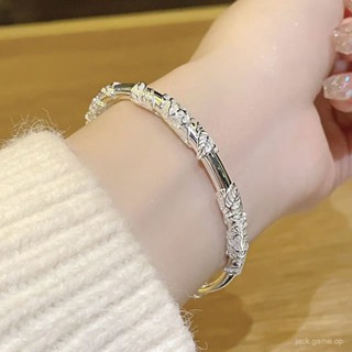 s925銀手鐲女繁花手鐲推拉式素圈銀鐲子相思藤銀手環串手飾品新