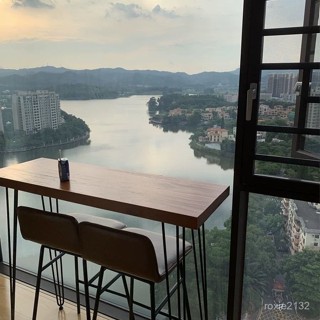免運 實木吧臺桌窄桌子陽臺休息桌咖啡桌小戶型餐桌奶茶桌加厚實木桌