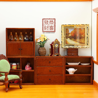 🎐迷你傢俱🎐1:12娃娃屋dollhouse迷你小家居微縮傢俱diy微場景四組閤實木櫃子