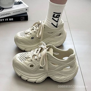 🔥臺灣熱賣🔥洞洞鞋女2025新款夏季厚底增高沙灘鞋運動休閒外穿老爹鞋ins潮鞋