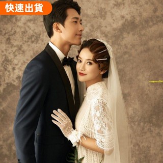 嬌婷❤民國風婚紗 輕婚紗 婚紗寫真服裝 白色 新娘婚紗 改良旗袍 中長款 蕾絲 顯瘦 新娘禮服 新人登記洋裝禮服