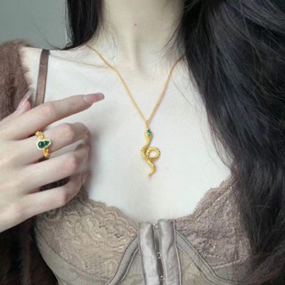 🔥熱銷熱推 金色靈蛇項鏈女金色生肖蛇吊墜金色時尚套鏈送女友精緻經典設計 本命年項鏈 交換禮物