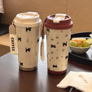 臺灣出貨 免運 雙飲可愛水杯高顔值咖啡杯便攜保溫杯316吸管不銹鋼女生2024新款冰霸杯雙飲手提保溫瓶 Q2MG