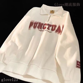 🌷臺灣出貨🌷半拉鏈polo 衛衣男秋季 寬鬆美式複古 男生長袖上衣 ins潮牌 翻領外套 大學t 連帽 衛衣女 帽T