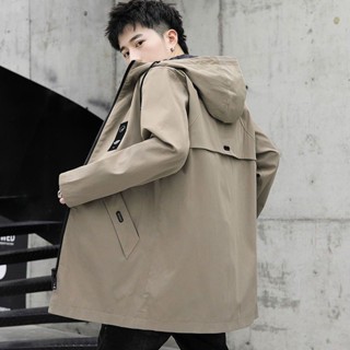 桃園發貨🔥中長款風衣外套男 韓版外套 連帽外套 潮流夾克衫 連帽夾克男 工裝外套 工作外套 複古夾克 休閒外套 潮🔥