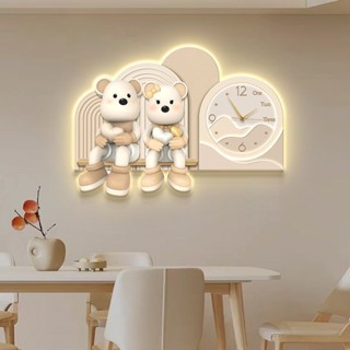 靜音時鐘 北歐風 時鐘 掛鐘 壁掛鐘 造型時鐘 靜音掛鐘 時鐘掛鐘 創意時鐘 奶油風鐘表掛鐘客廳暴力熊創意餐廳裝飾畫靜音