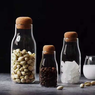 【新品推薦】家用軟木塞玻璃瓶儲物罐收納瓶咖啡豆收納瓶茶葉罐密封罐玻璃罐