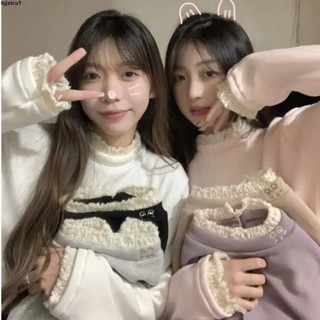 🔥 熱賣爆品 加絨內搭T賉👍加絨加厚德絨半高領打底衫女秋冬蕾絲花邊可愛內搭保暖設計感上衣