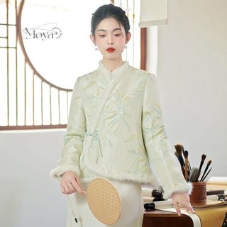 新中式時尚氣質百塔國風刺繡棉服女冬季新款小清新優雅復古外套潮 國風外套 盤扣外套 刷毛外套 棉服 羽絨服 韓版外套 厚款