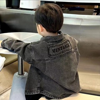 ARY 男童外套 兒童秋季外套 兒童秋裝 男童春秋牛仔外套 新款兒童襯衣 韓版洋氣美拉德復古外套 寶寶休閑上衣