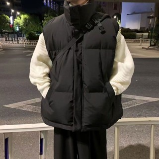 YLIE 羽絨服馬甲 馬甲背心 羽絨背心棉馬甲男秋冬季立領棉服潮牌ins潮流青少年無袖坎肩馬夾背心外套