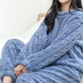 🔆小甜甜日係美衣👙加絨加厚珊瑚絨女睡衣套裝春秋冬季2024新款家居服兩件套 POCF