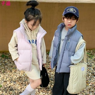 🍓兒童套裝🍓兒童羽絨馬甲外套秋冬2023男女童立領寶寶無袖加厚外穿白鴨絨韓版 童裝批發
