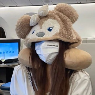 連帽U型枕 U型枕護頸枕 午睡枕 頸枕連帽枕頭 少女心可愛卡通小熊惡魔連帽U型護頸枕午睡枕頭旅行飛機帶帽子u枕