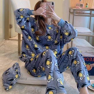兩小無蔡👑加絨睡衣女居家服發熱保暖衣韓版睡衣女秋冬加厚法蘭絨套裝學生可愛珊瑚絨加絨加厚保暖傢居服大尺碼 居傢服套裝加絨