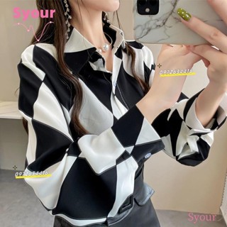 ✨臺灣熱銷✨限時低價印花襯衫 女設計感小眾長袖上衣 2024春秋韓版寬鬆復古百搭襯衫 長袖襯衣 防曬衣