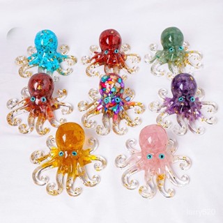 水晶章魚工藝品 開運擺件 天然水晶碎石 白水晶 天然水晶 黃水晶 紫水晶 黑曜石 七彩水晶 水晶擺件 水晶髮財樹 天然水