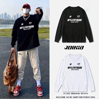 長袖投籃服T恤男美式籃球訓練服運動跑步上衣服透氣網眼潮流圓領上衣秋冬打底衫寬鬆長袖