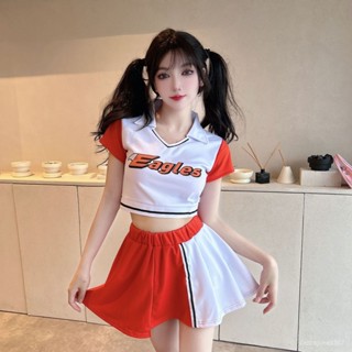 啦啦隊服裝女團學生足球寶貝校園青春活力運動會舞臺錶演服套裝 9XHR