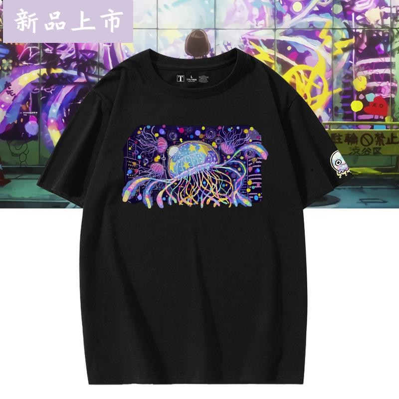 夜晚的水母不會游泳短袖光月真晝山之內花音聯名T恤二次元痛衣服