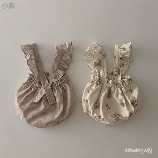 小象春秋款韓版寶寶衣服 嬰兒衣服 嬰兒包屁衣 寶寶碎花背帶褲 新生兒衣服 連體衣 嬰兒爬服 兒童包屁衣
