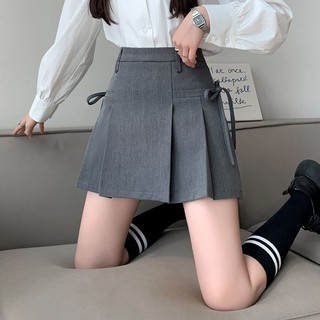 SY韓版設計感係帶百褶裙夏季新款時尚顯瘦高腰大尺碼短裙短款A字裙防走光半身裙西裝百褶裙