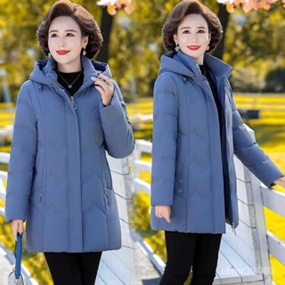 中年媽媽羽絨服女中長版新款白鴨絨洋氣加厚大碼中老年人外套 白鴨絨 保暖 防寒 羽絨外套連帽1102 NESP
