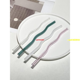 🇹🇼嚴選商品🌈ins風網紅玻璃吸管波浪形咖啡果汁彩色耐高溫環保攪拌棒非一次性