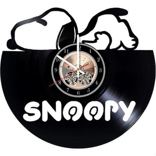 史努比黑膠唱片卡通掛鐘 snoopy創意時鐘 夜光遙控黑膠鐘表