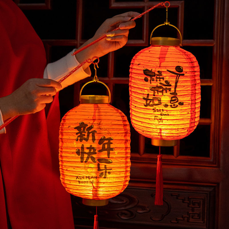 小紅書優選！ 蛇年春節兒童手提古風國風紙燈籠手工diy材料包新年2024新款燈籠