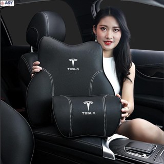 適用於特斯拉車標tesla model3 model 3 model x s y頭枕車用頸枕靠枕護腰汽車枕頭腰靠套裝
