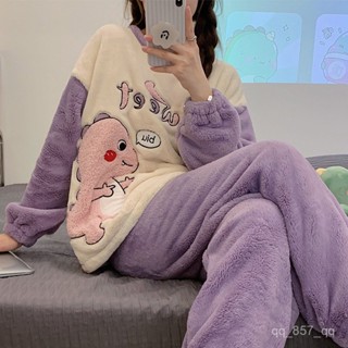 臺灣出貨 秋冬睡衣 冬季珊瑚絨居家服 女睡衣 法蘭絨加絨加厚家居服 女生睡衣 卡通睡衣 可愛睡衣 長袖睡衣 秋天睡衣