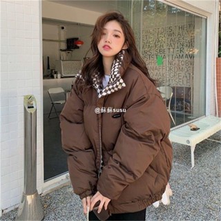 桃園出貨🌸冬季外套 加厚棉服 大碼女裝 大尺碼 格棉服外套女2024冬季新款森系羽絨麵包服ins韓版寬鬆棉衣潮 sus