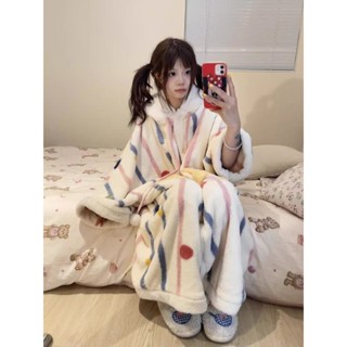 條紋睡衣 波點睡衣 冬天睡衣 冬季睡衣 可愛睡衣 居家服 珊瑚絨睡衣 法蘭絨睡裙 冬天家居服 睡衣 睡袍 睡裙 睡裙