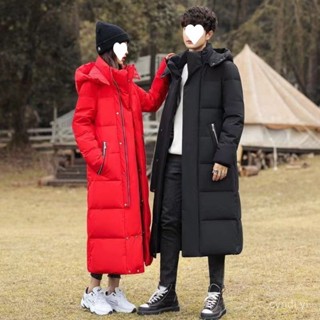 大尺碼冬天外套 冬季羽絨服男女時尚情侶款2024新款加厚保暖過膝潮流長版外套冬裝 保暖 防風 羽絨外套連帽1113 IN