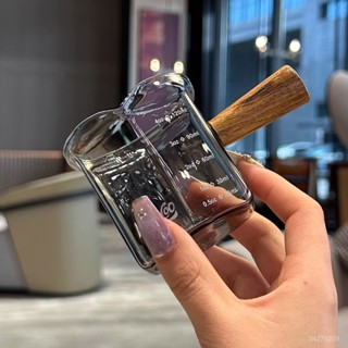 「新品推薦」🔥咖啡杯玻璃帶刻度意式濃縮咖啡萃取量杯木柄奶盅奶罐 BSZA