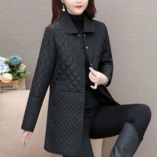 羽絨麵包外套 秋冬外套 女生厚外套 保暖外套 加厚外套 棉服女2024中媽媽大碼寬鬆顯瘦韓版時尚洋氣夾棉菱格棉衣女 棉衣