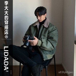 【Ashley】冬季加厚翻領棉服 男 韓版棒球外套 飛行員外套 潮流港風加絨棉衣飛行員夾克寬鬆棉襖外套