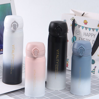 彈跳蓋保溫杯 星空漸變色保溫杯 304不銹鋼保溫杯瓶 保冷杯 隨行杯 咖啡保溫杯 真空杯 車載喝水杯子350/45ml